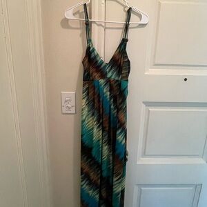 Enfocus Studio Teal and Brown Patterned Dress